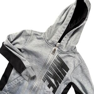 Nike Therma-Fit Full Zip Hoodie Boys 4 XS Grey Black Sweatshirt Hooded Gorpcore